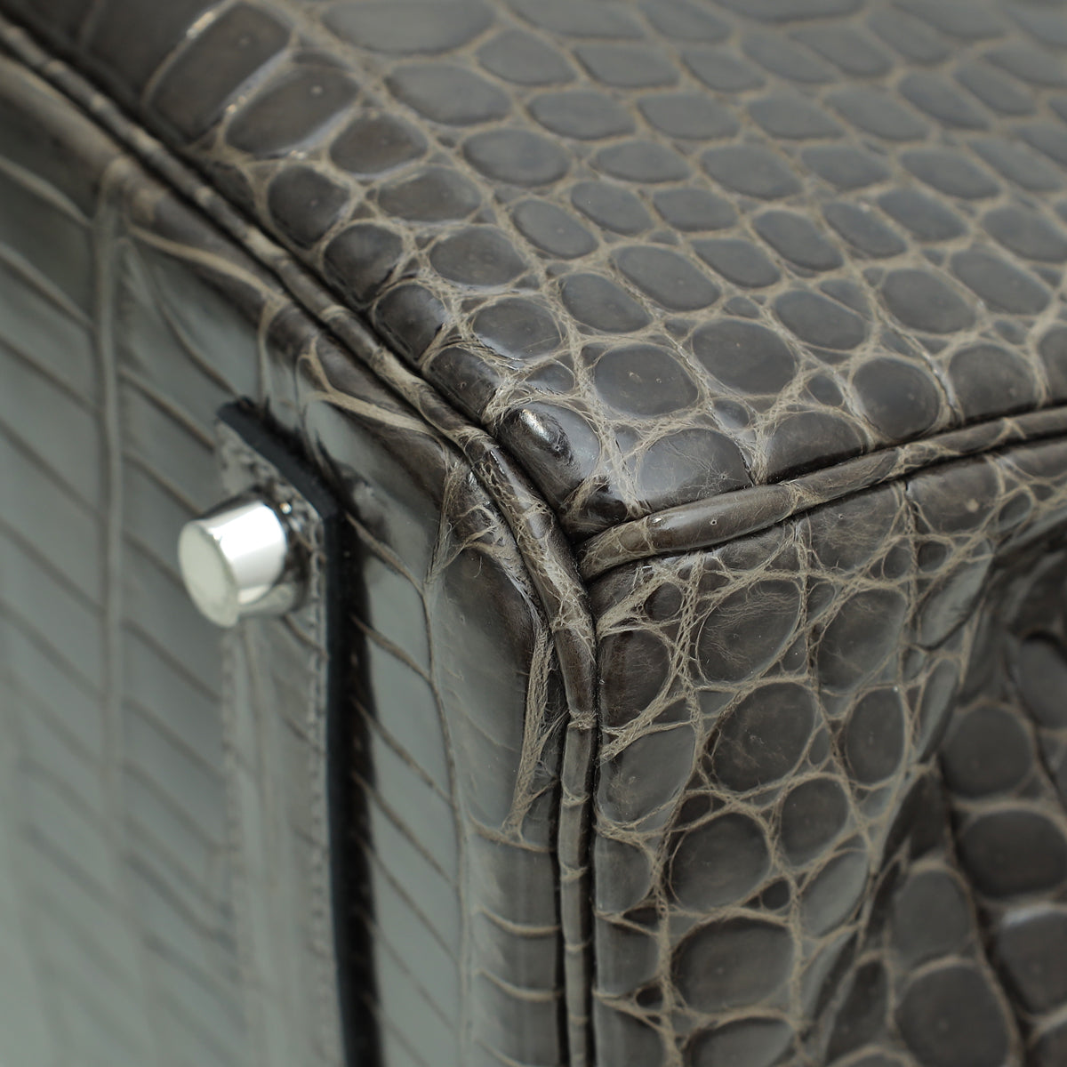 HMS Gris Tourterelle Porosus Crocodile Birkin 35 Bag