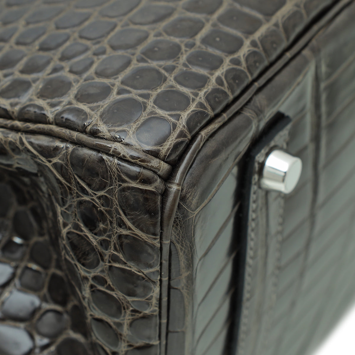 HMS Gris Tourterelle Porosus Crocodile Birkin 35 Bag