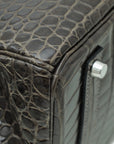 HMS Gris Tourterelle Porosus Crocodile Birkin 35 Bag