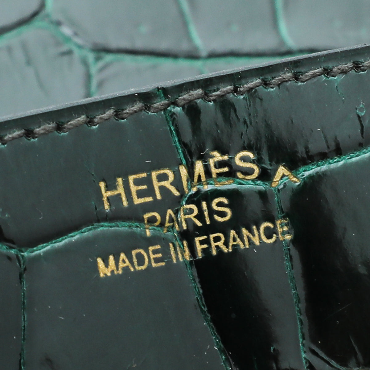 HMS Vert Emerald Shiny Crocodile Porosus Birkin 35 Bag