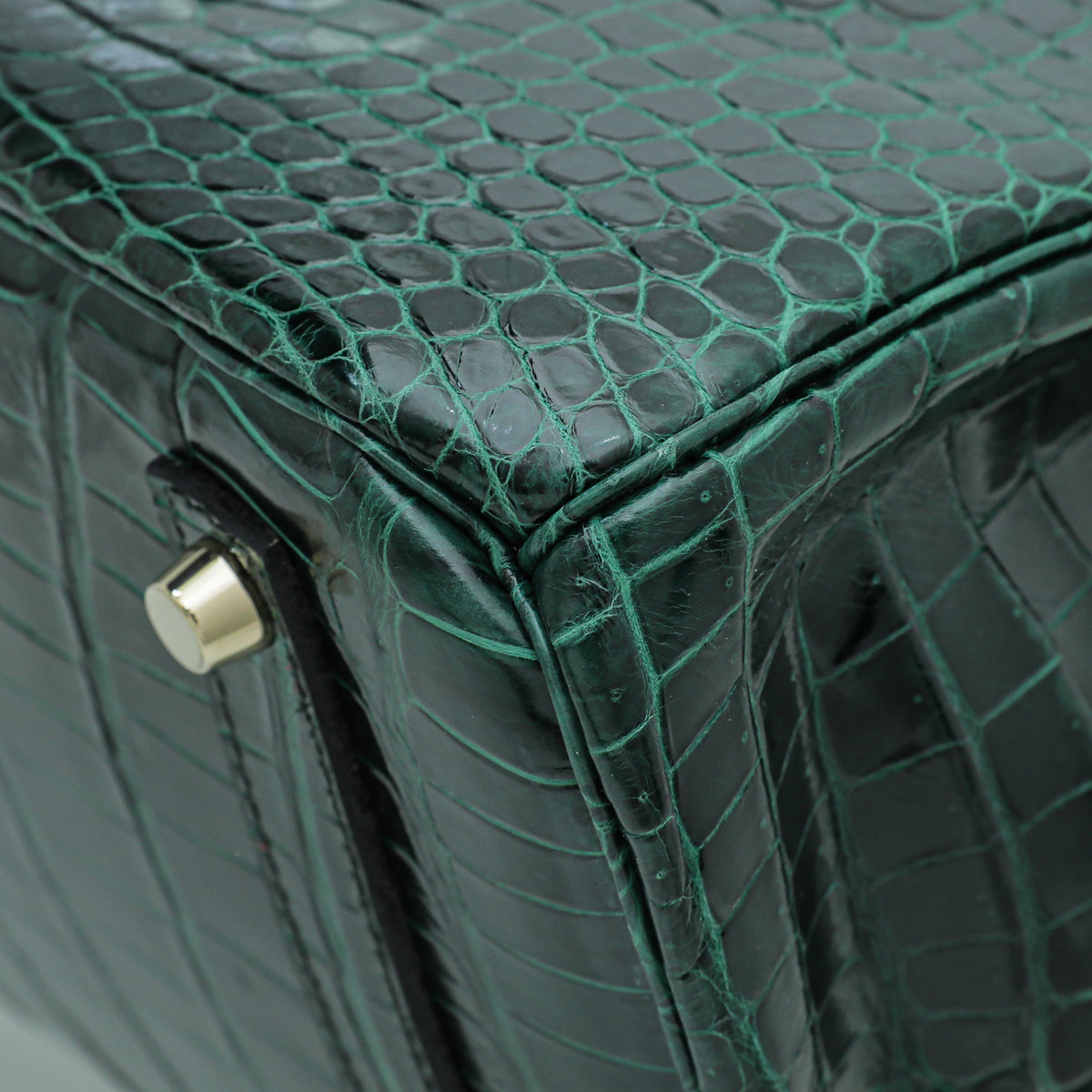 HMS Vert Emerald Shiny Crocodile Porosus Birkin 35 Bag
