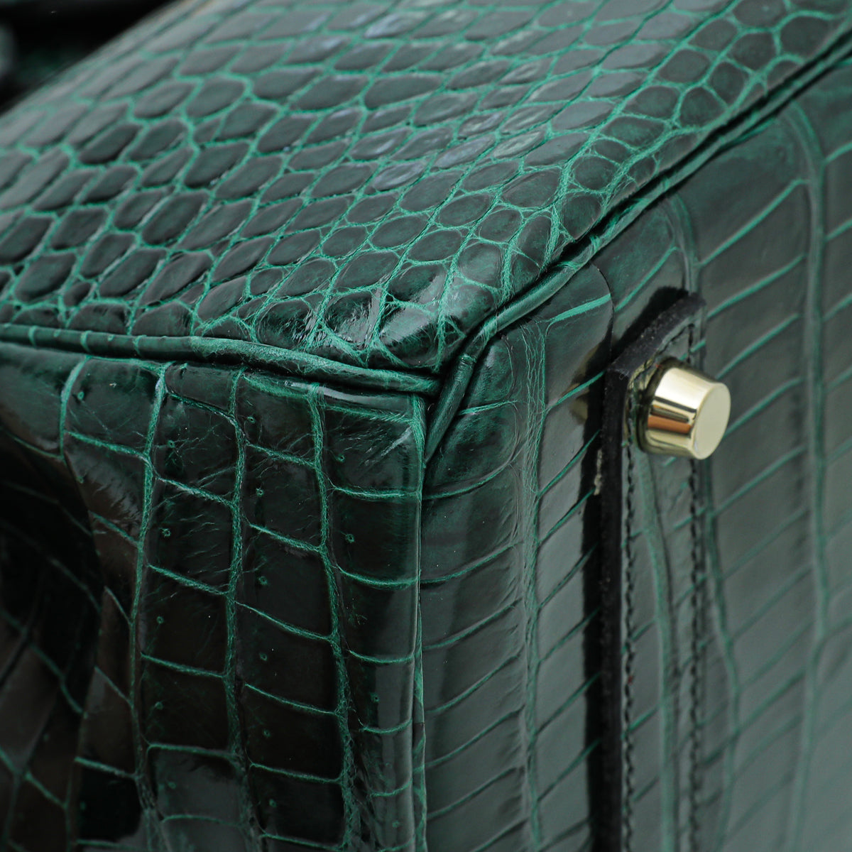 HMS Vert Emerald Shiny Crocodile Porosus Birkin 35 Bag