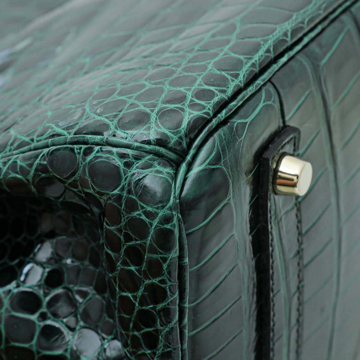 HMS Vert Emerald Shiny Crocodile Porosus Birkin 35 Bag