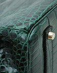 HMS Vert Emerald Shiny Crocodile Porosus Birkin 35 Bag