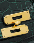 HMS Vert Emerald Shiny Crocodile Porosus Birkin 35 Bag