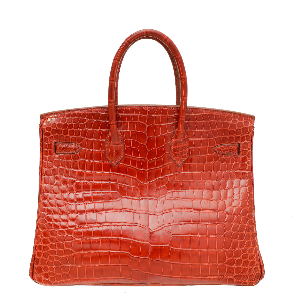 HMS Lisse Rouge H Shiny Crocodile Porosus Birkin 35 Bag