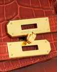 HMS Lisse Rouge H Shiny Crocodile Porosus Birkin 35 Bag