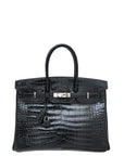 HMS Noir Crocodile Porosus Birkin 35 Bag