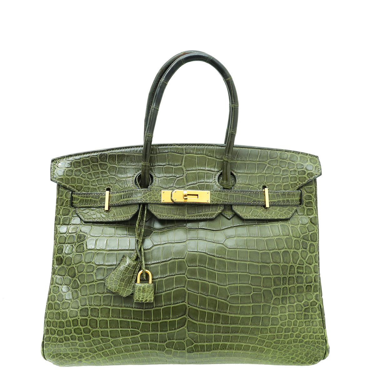 HMS Vert Veronese Matte Crocodile Porosus Birkin 35 Bag
