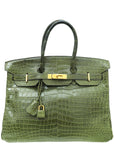 HMS Vert Veronese Matte Crocodile Porosus Birkin 35 Bag