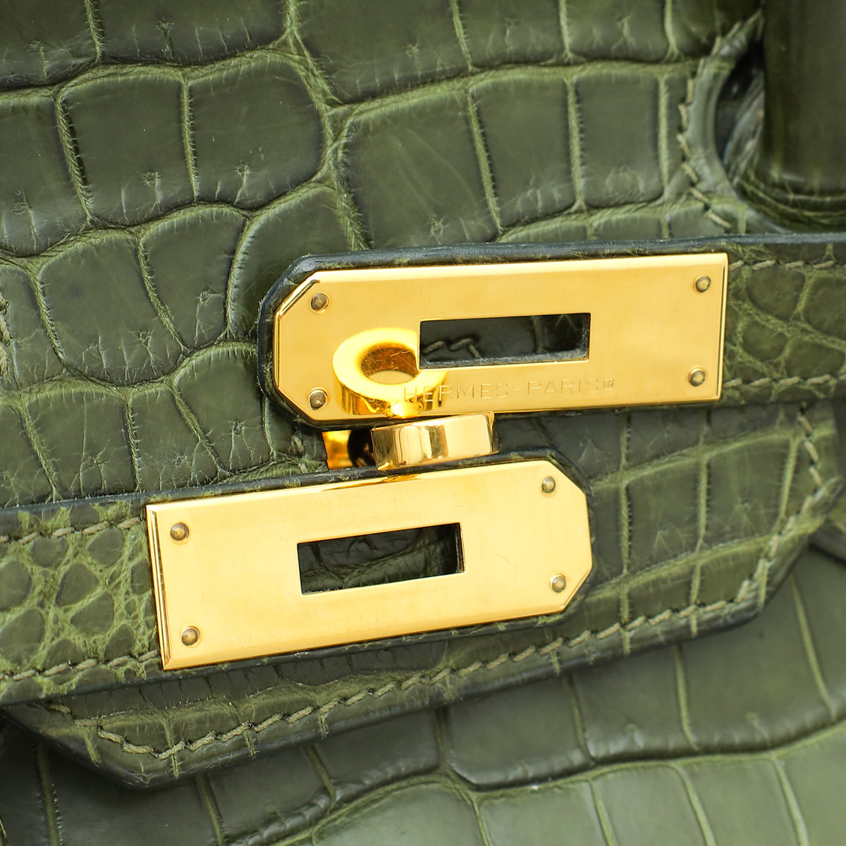 HMS Vert Veronese Matte Crocodile Porosus Birkin 35 Bag