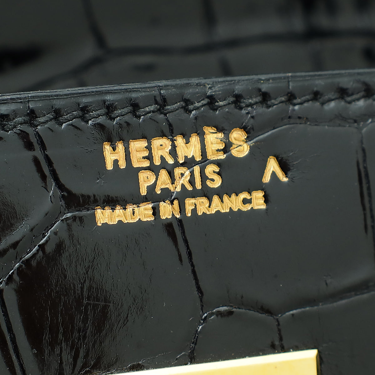 HMS Noir Shiny Crocodile Porosus Birkin 35 Bag