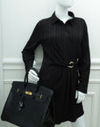HMS Noir Shiny Crocodile Porosus Birkin 35 Bag