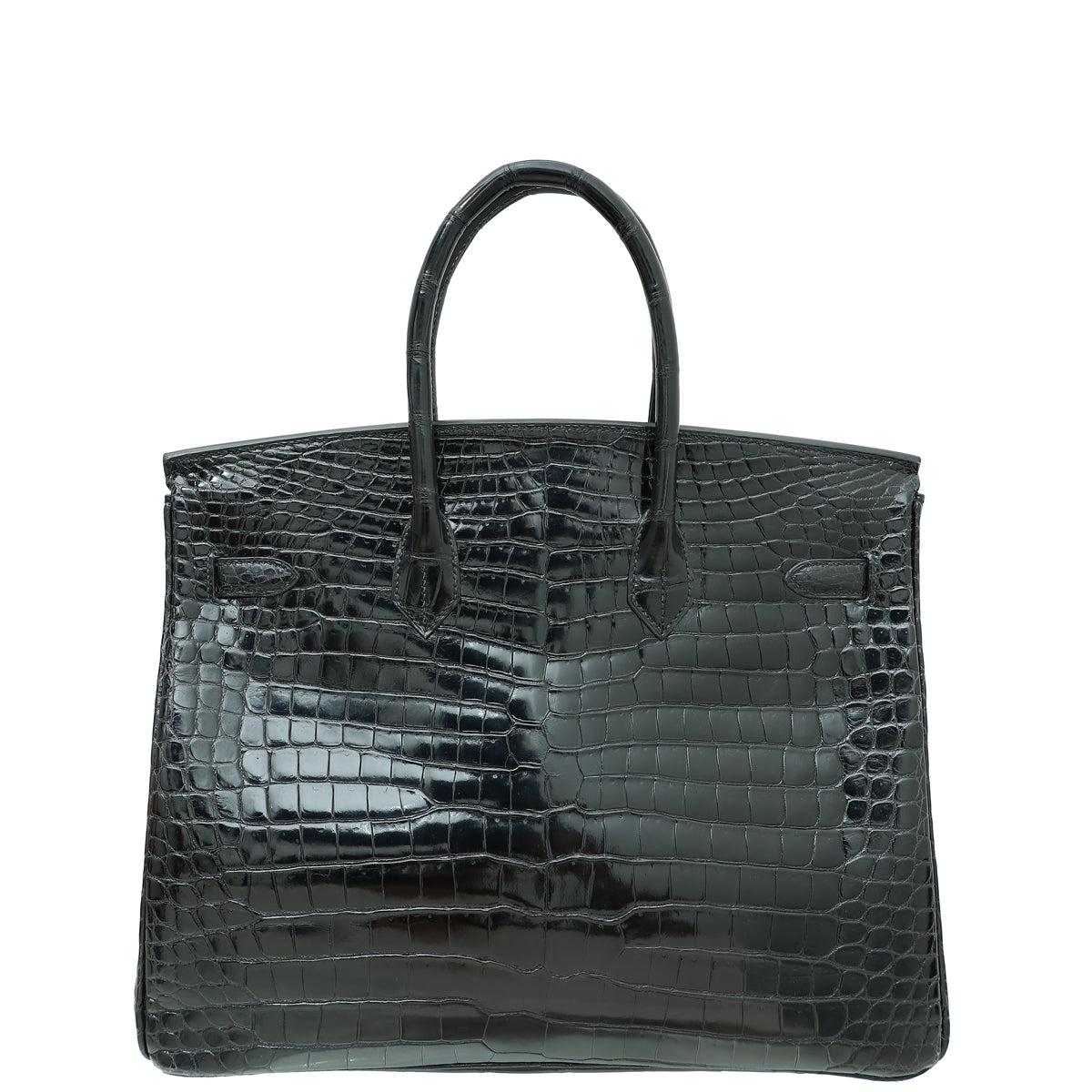 HMS Noir Shiny Crocodile Porosus Birkin 35 Bag