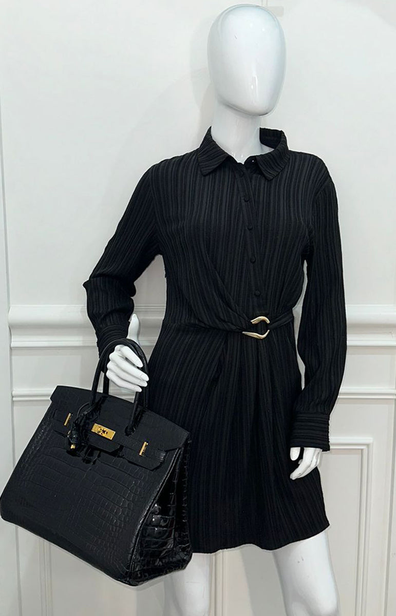 HMS Noir Crocodile Porosus Birkin 35 Bag