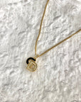 Christian D1OR CD Logo Rhinestone Necklace Gold×Black Vintage iufg6r
