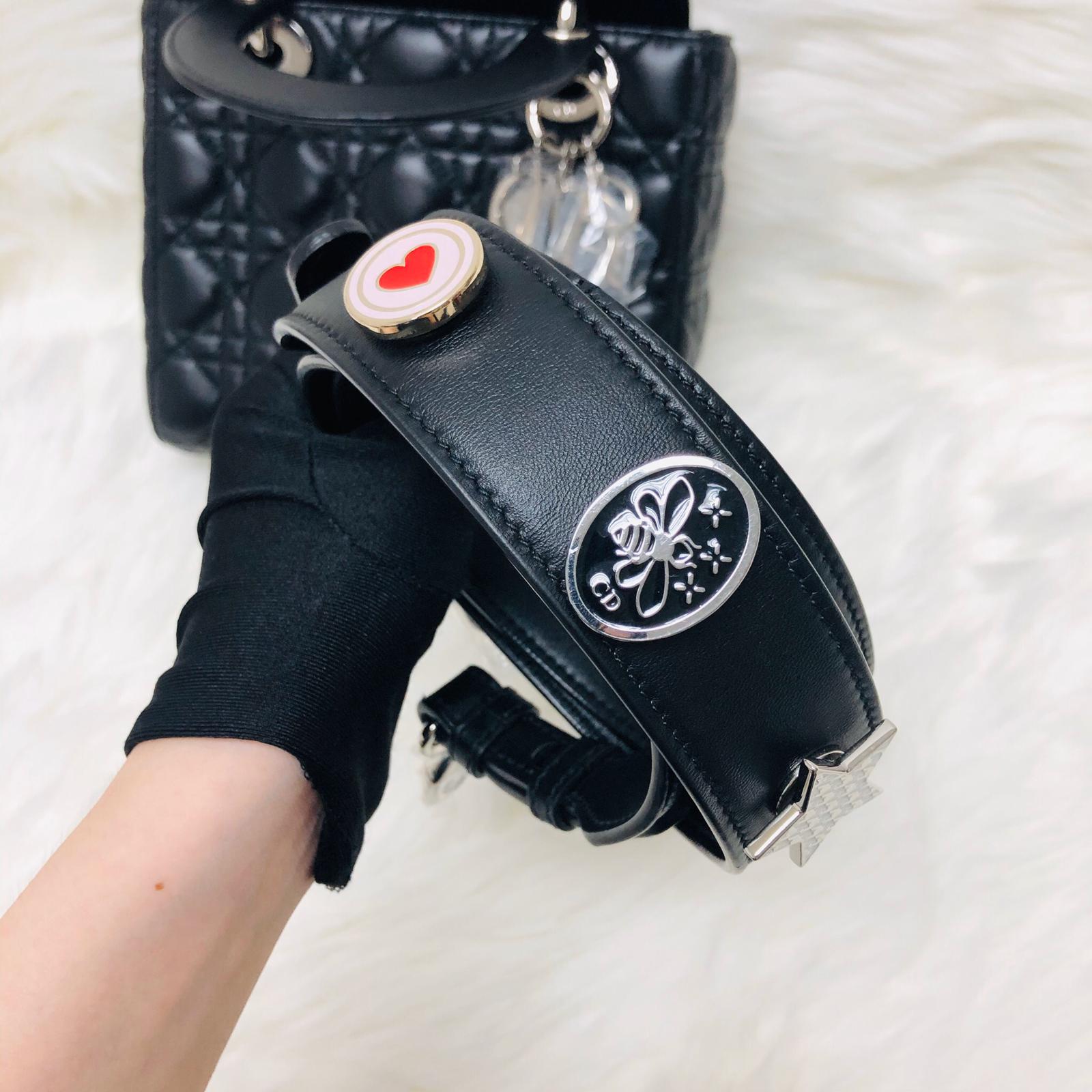 Cannage Lambskin Lucky Badges My Lady D1OR Black