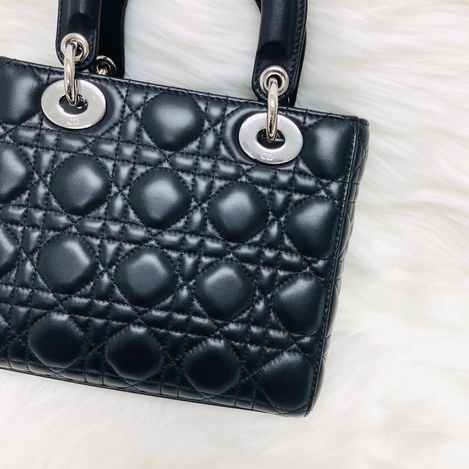 Cannage Lambskin Lucky Badges My Lady D1OR Black