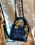 Christian D1OR Cannage Lady D1OR Leather Small Handbag Shoulder bag Black 7tgg5g