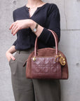 Christian D1OR Cannage Suede Leather Hand Bag Brown
