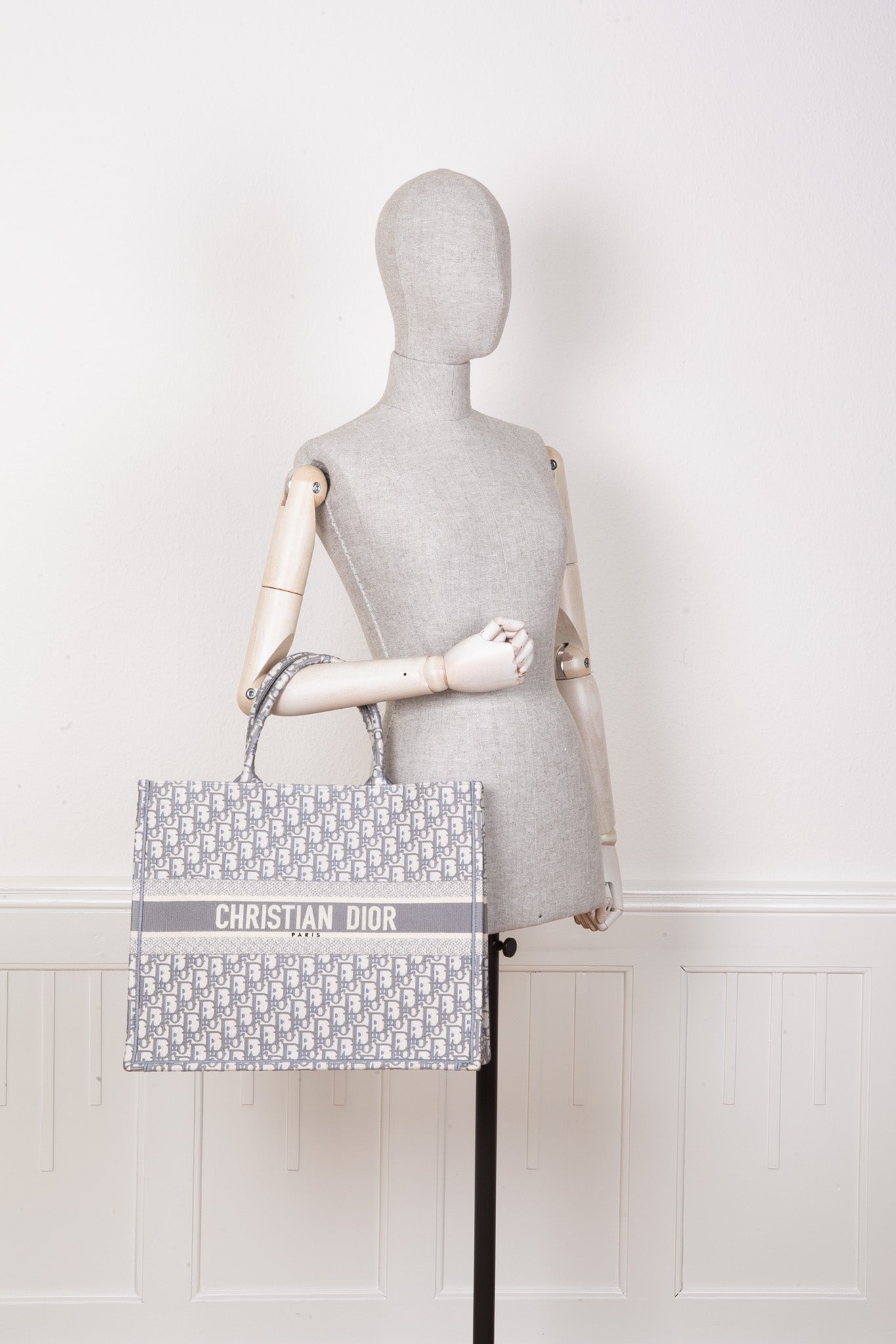 CHRISTIAN D1OR Book Tote Large Oblique Grey