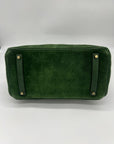 HMS Birkin 35 Suede / Togo Green Gold Hardware