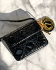 Christian D1OR Cannage Lady D1OR Patent leather Crossbody Small Shoulder bag Black 8xicb6
