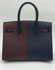 HMS Birkin 30 Casaque Rouge Sellier / Bleu Indigo / Rose Texas Epsom