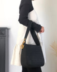 Christian D1OR Cannage Logo Charm Shoulder bag Black Vintage jbwgb7