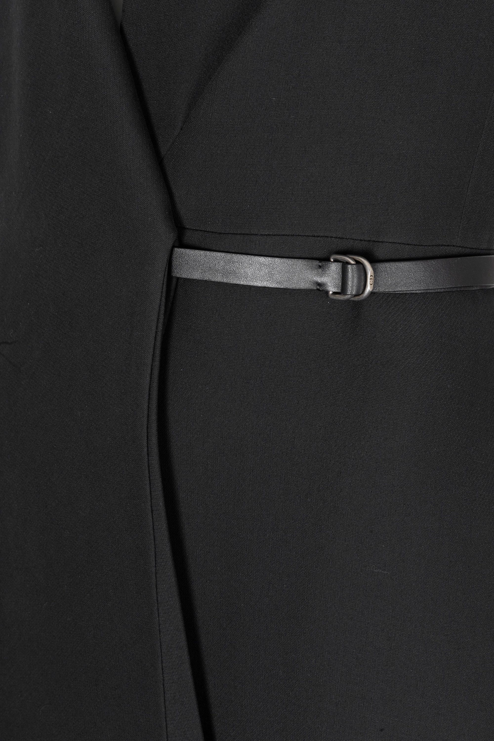 CHRISTIAN D1OR Belted Blazer Dress Black