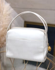 Christian D1OR CD logo Leather handbag  White Vintage jnzf2z