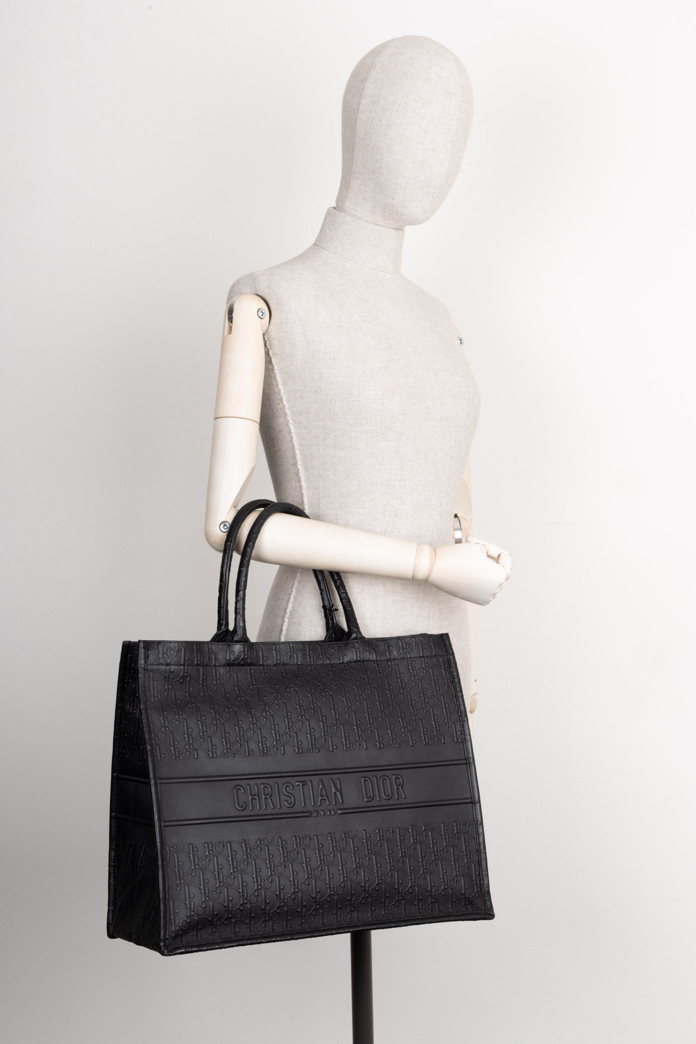 CHRISTIAN D1OR Book Tote Large Leather Black