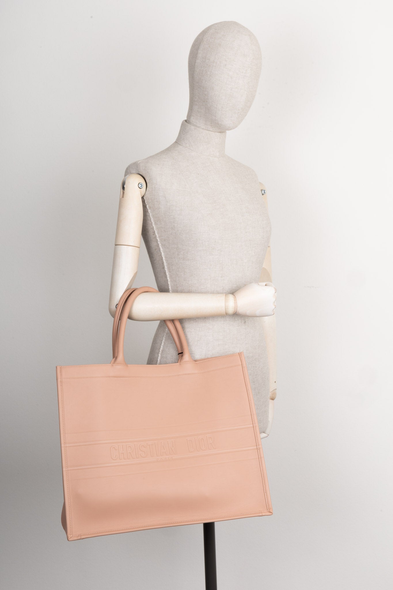CHRISTIAN D1OR Calfskin Embossed Book Tote Rose Des Vents