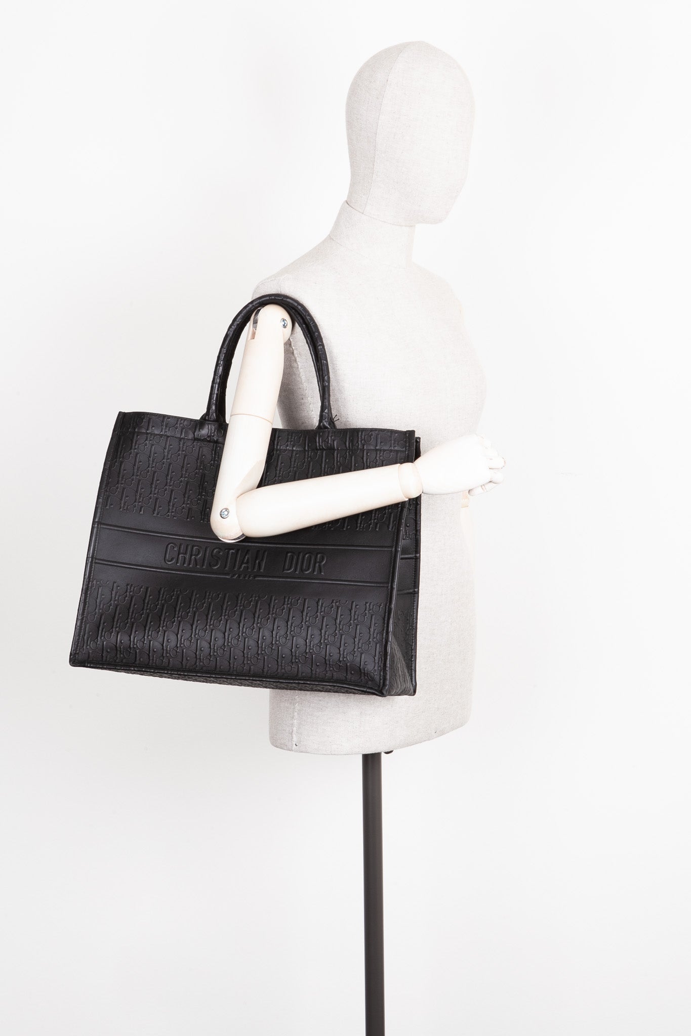 CHRISTIAN D1OR Book Tote Large Leather Black