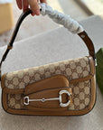 GC598 GCCI Horsebit 1955 Small Shoulder Bag / 10.4"W x 6.7-4.1"H x 3.1-1.6"D