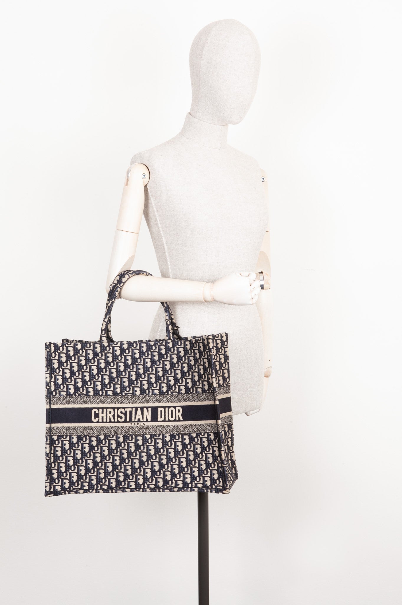 CHRISTIAN D1OR Book Tote Large Oblique Blue