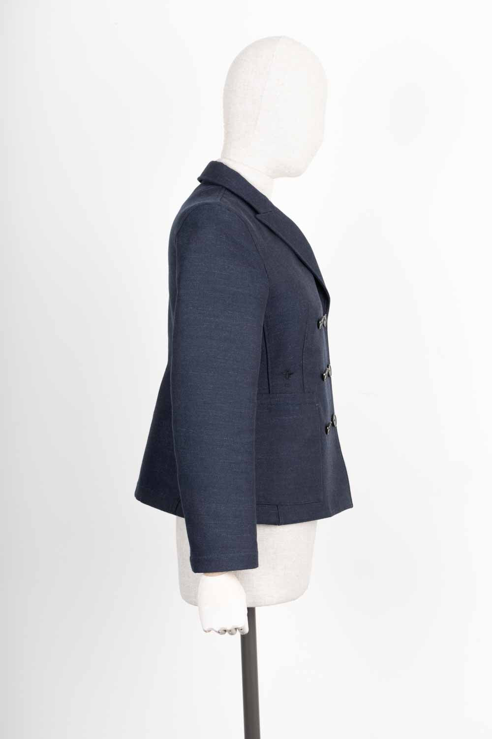 CHRISTIAN D1OR Bar Jacket with Oblique Lining Blue