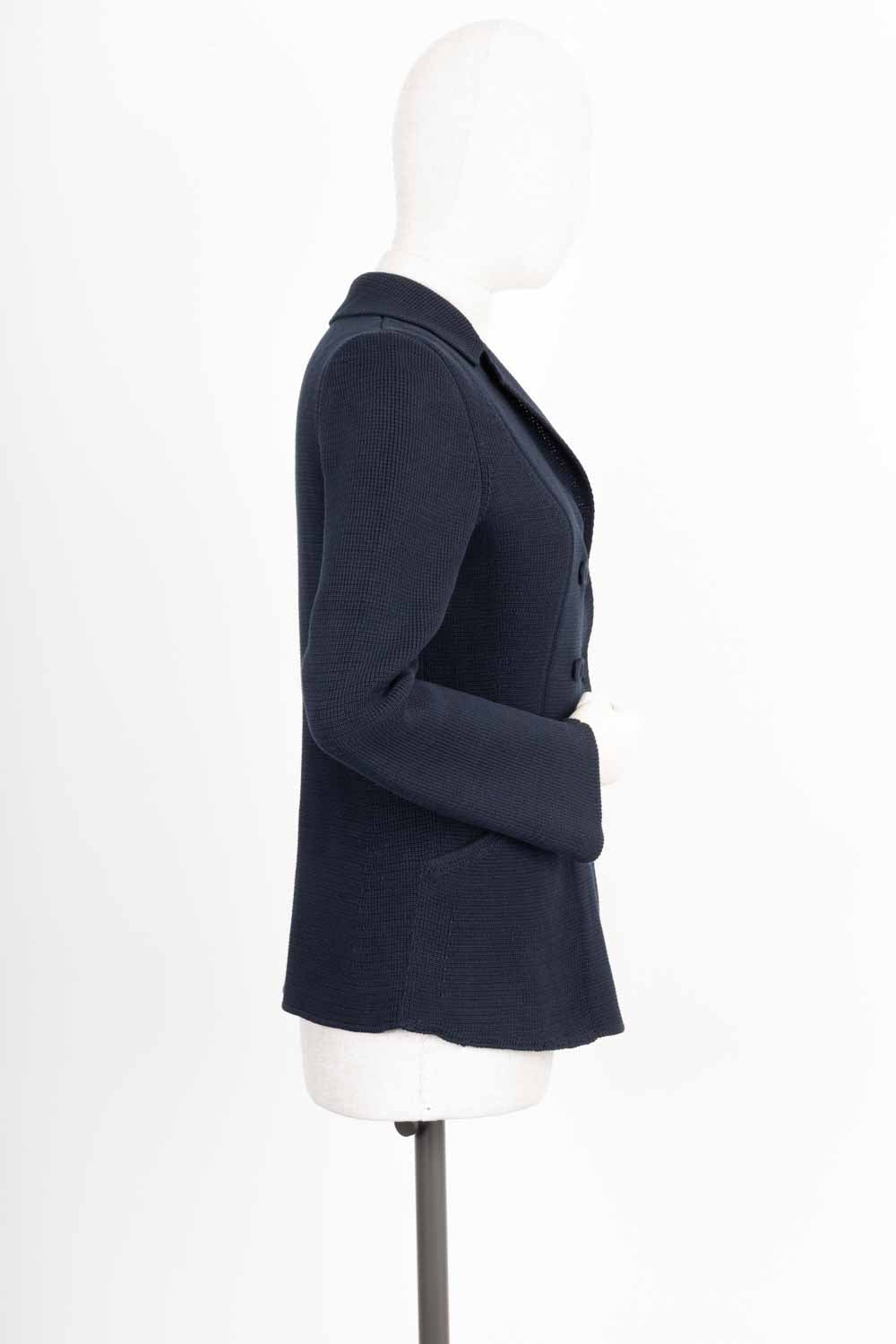 CHRISTIAN D1OR 30 Montaigne Bar Jacket Knit Wool Navy