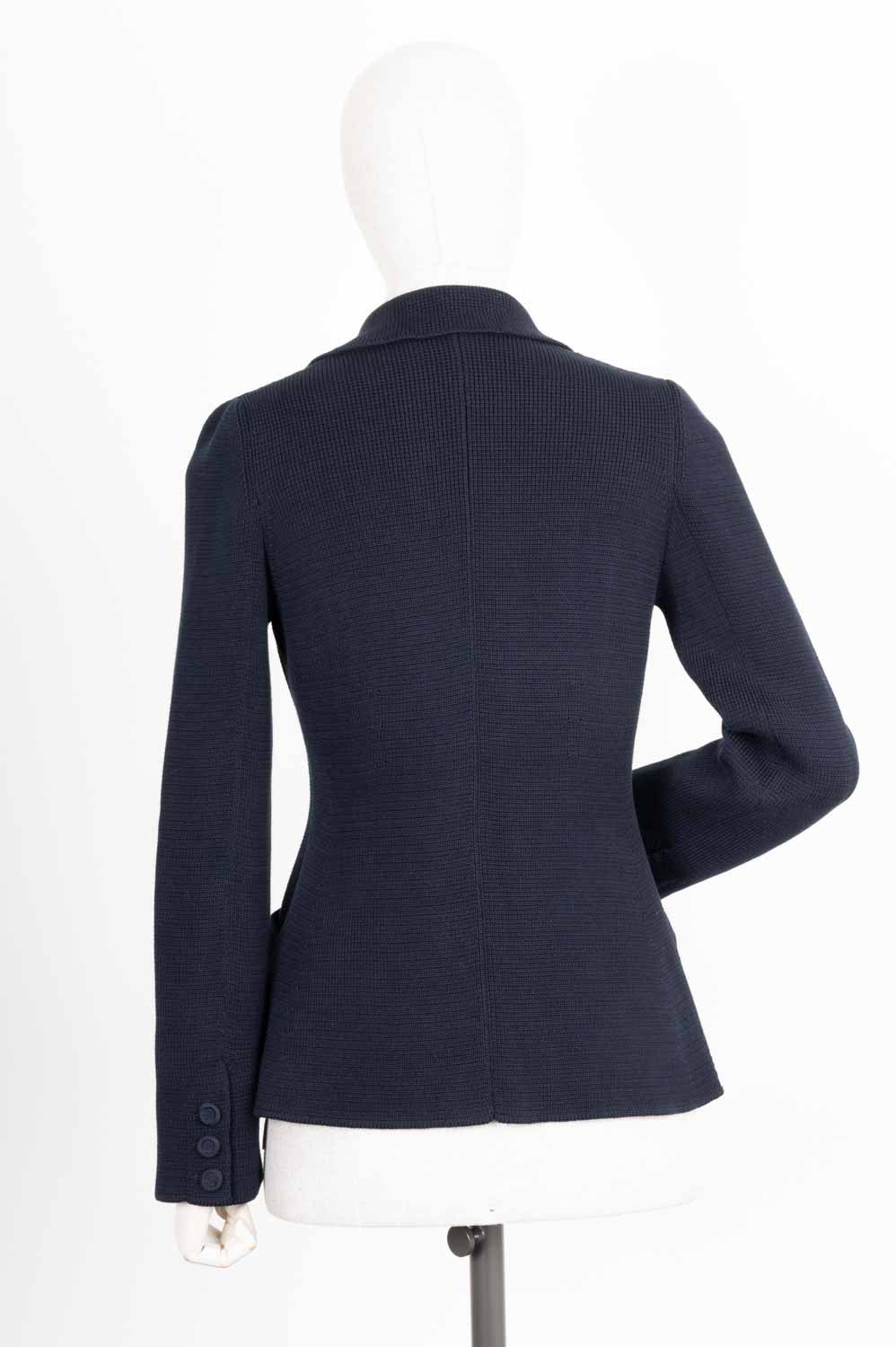 CHRISTIAN D1OR 30 Montaigne Bar Jacket Knit Wool Navy