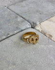 Christian D1OR CD Logo Rhinestone Ring Gold Vintage yrss6i
