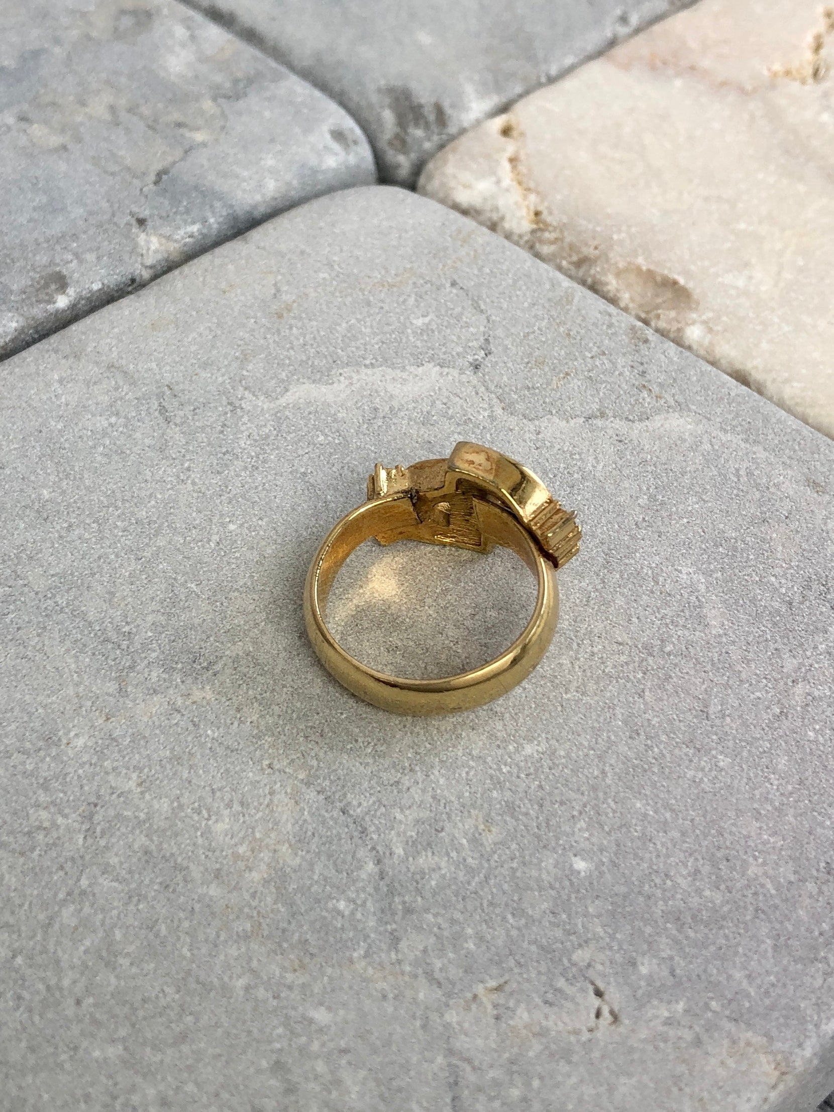 Christian D1OR CD Logo Rhinestone Ring Gold Vintage yrss6i