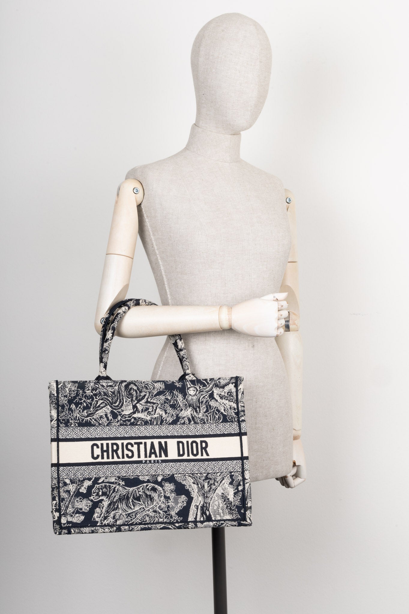 CHRISTIAN D1OR Book Tote Blue &amp; White