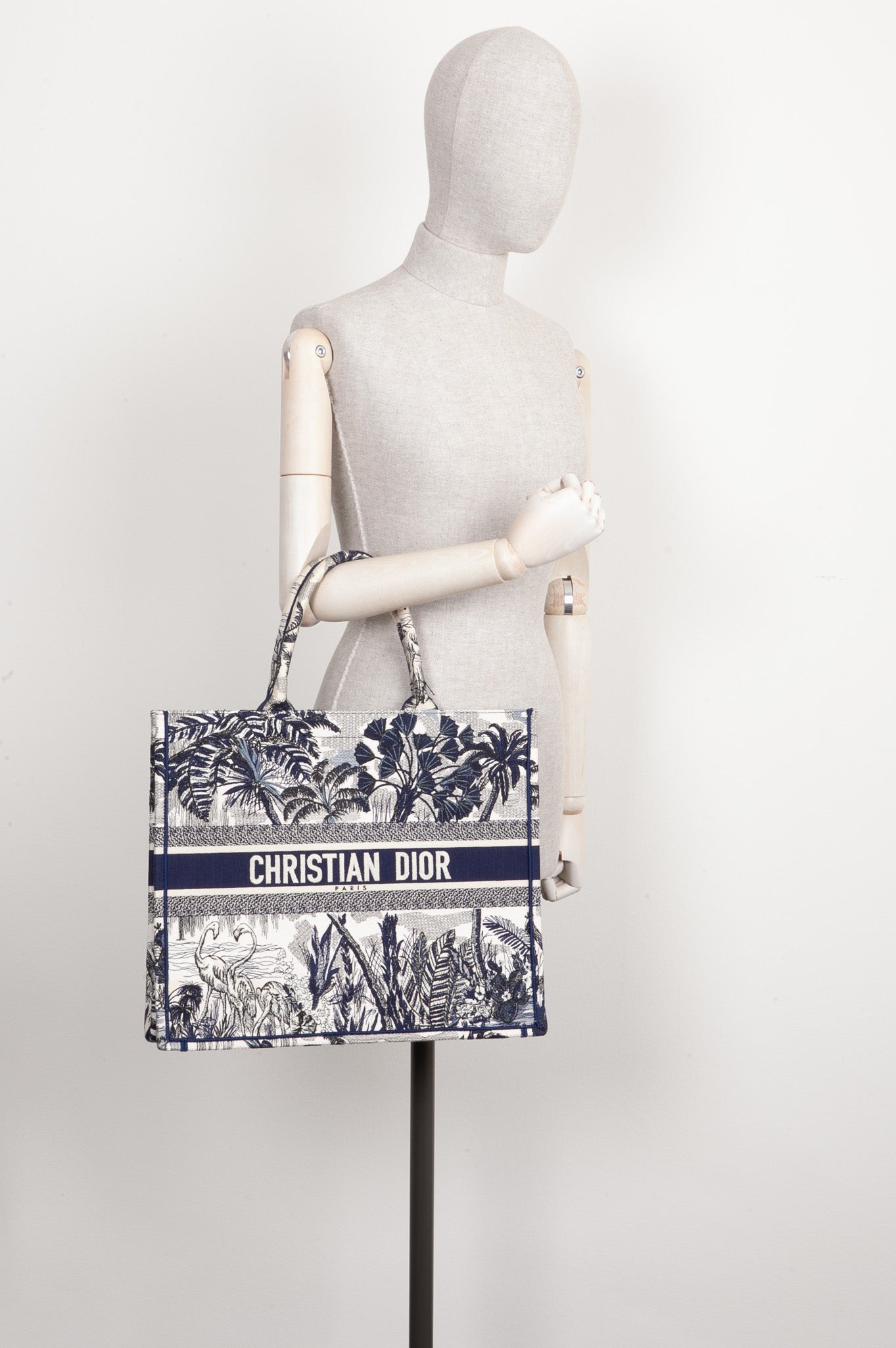 CHRISTIAN D1OR Book Tote Blue and White