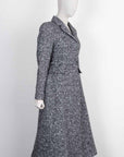CHRISTIAN D1OR Belted A Line Coat Black White
