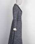 CHRISTIAN D1OR Belted A Line Coat Black White