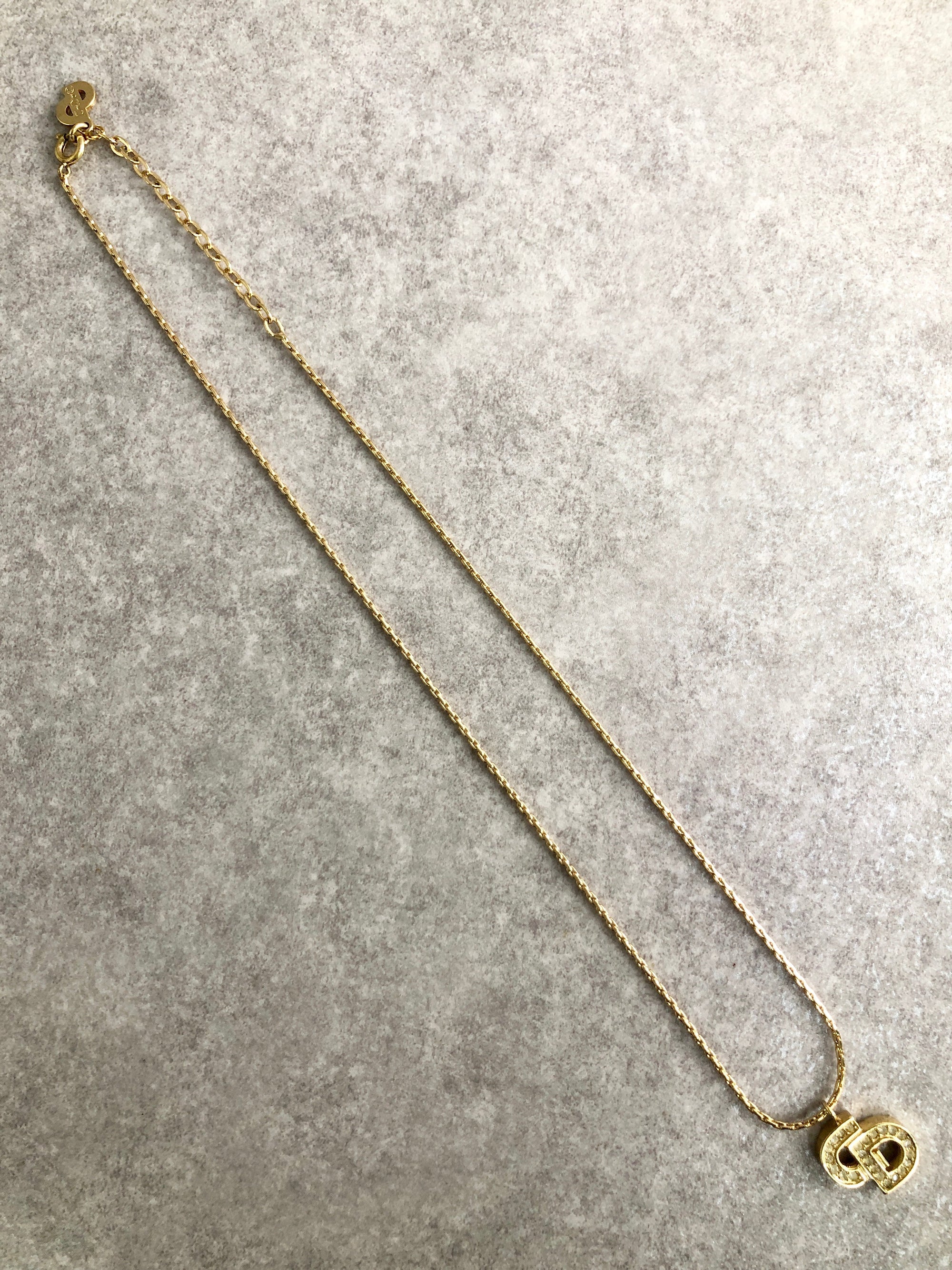 Christian D1OR CD Logo Necklace Gold Vintage gydv2d