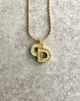 Christian D1OR CD Logo Necklace Gold Vintage gydv2d