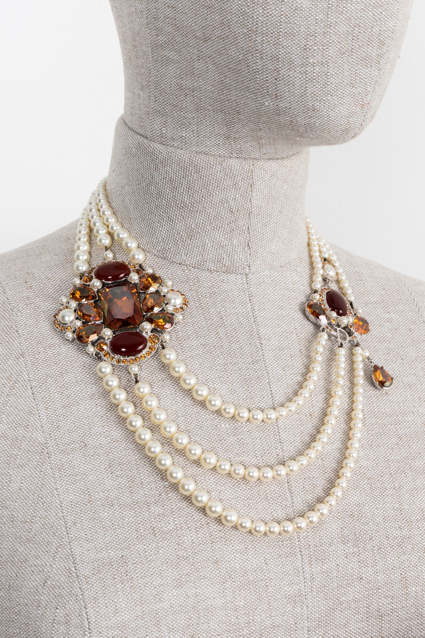 CHRISTIAN D1OR by Galliano Crystal Pearl Necklace