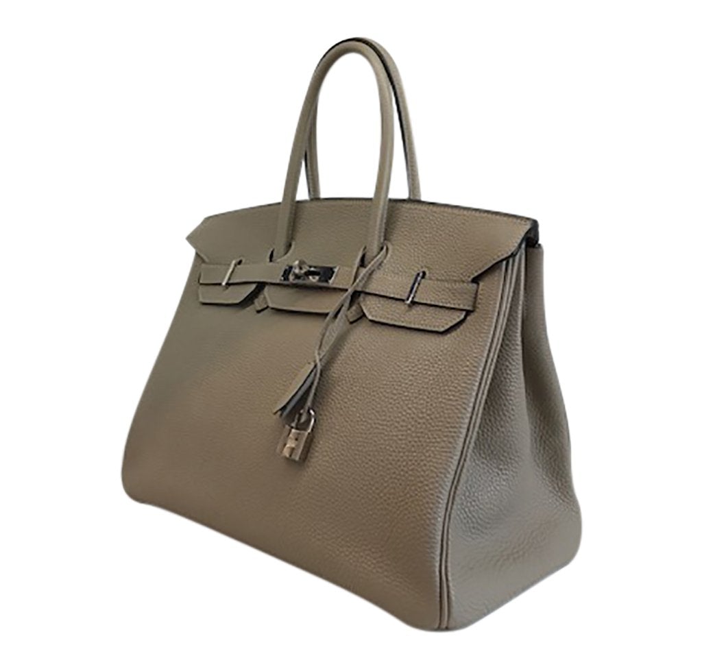 HMS Birkin 35 Gris Tourterelle Leather PHW