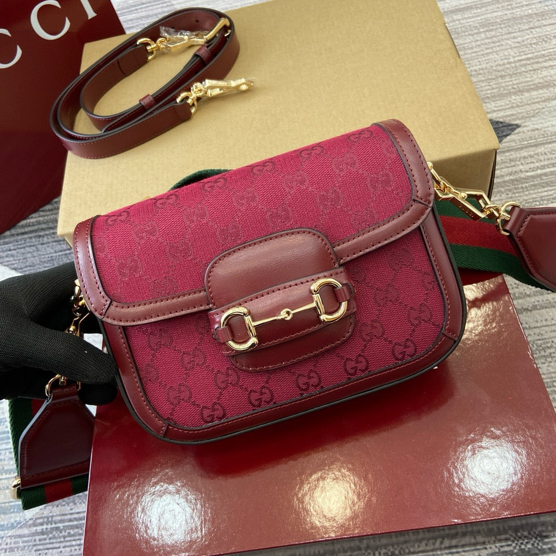 GC666 GCCI Horsebit 1955 Mini Shoulder Bag / HIGHEST QUALITY VERSION / 8.1"W x 5.7"H x 2"D